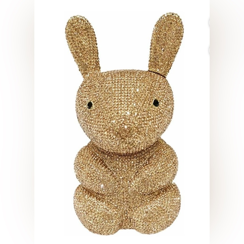 Brand new Rhinestone Bunny Figurine Clutch - Gold bag purse